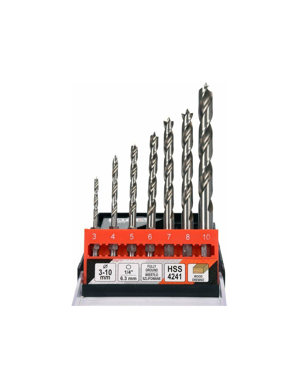 YATO ZESTAW WIERTEŁ SPIRALNYCH DO DREWNA 3-10mm HEX