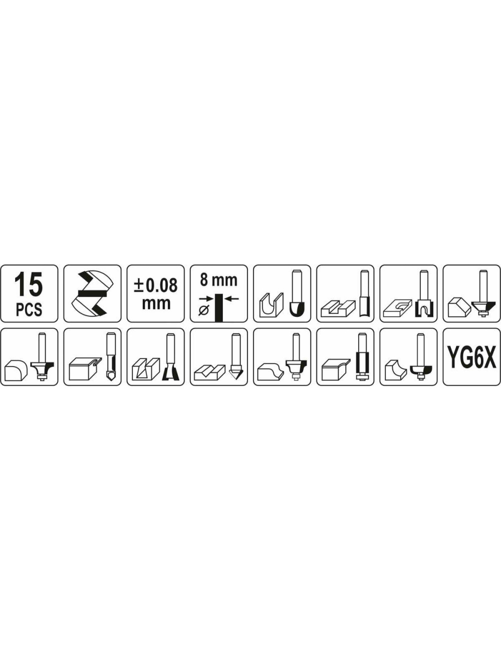 YATO FREZY KSZTAŁTOWE 15cz.