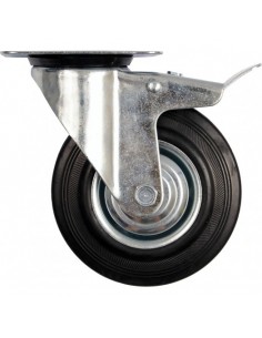 VOREL KOŁO SKRĘTNE CZARNA GUMA HAMULEC 160mm 87325