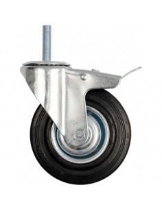 VOREL KOŁO SKRĘTNE CZARNA GUMA HAMULEC TRZPIEŃ GWINTOWANY 160mm