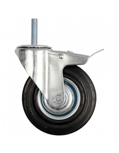 VOREL KOŁO SKRĘTNE CZARNA GUMA HAMULEC TRZPIEŃ GWINTOWANY 200mm