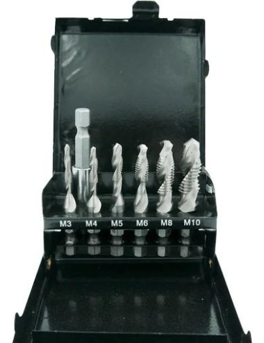 WIERTŁA GWINTUJĄCE ZESTAW M3-M10 7el. SILVER