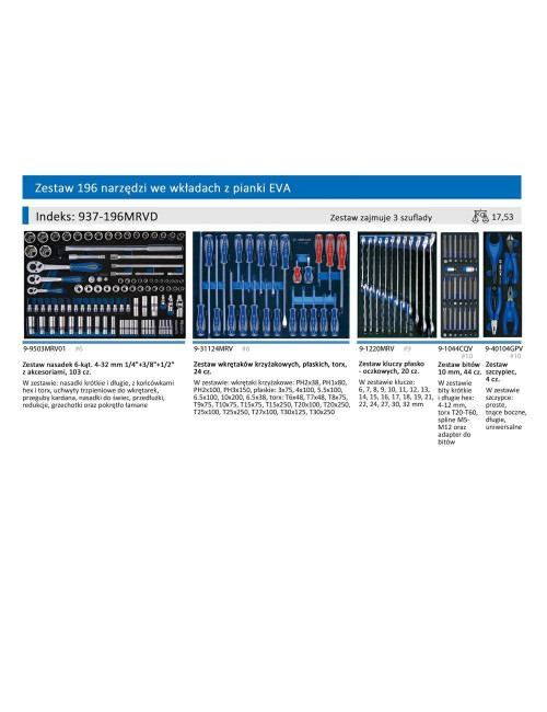 KING TONY WÓZEK WARSZTATOWY 8 SZUF.196 CZERWONY