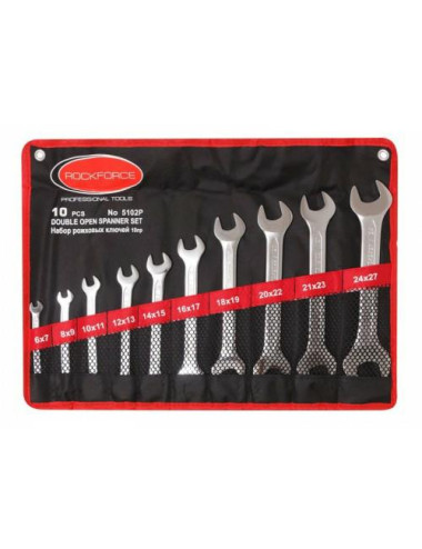 ROCKFOR KLUCZ PŁASKI 10cz. ETUI 6-27mm