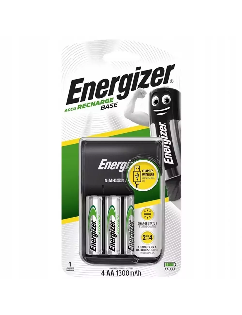 ENERGIZER ŁADOWARKA BASE USB + 4 AKUMULATORY