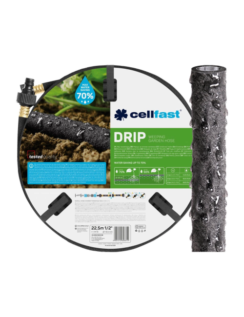 Wąż Ogrodowy 22,5m Kroplujący Pocący Nawadniający DRIP 1/2" CELLFAST