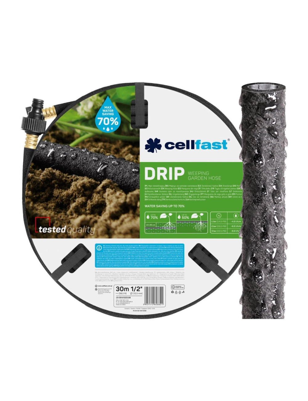 Wąż Ogrodowy 30m Kroplujący Pocący Nawadniający DRIP 1/2" CELLFAST