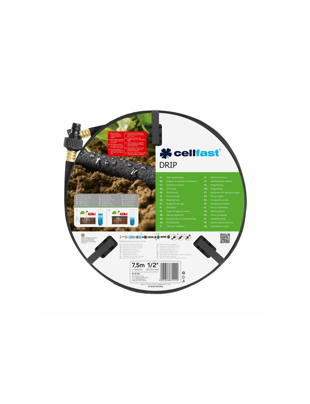 Wąż Ogrodowy 30m Kroplujący Pocący Nawadniający DRIP 1/2" CELLFAST