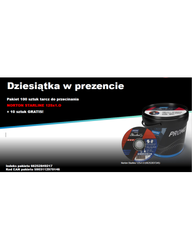 TARCZA DO PRZECINANIA NORTON STARLINE A60R 125x1.0x22.23 100 sztuk +10 TARCZ GRATIS