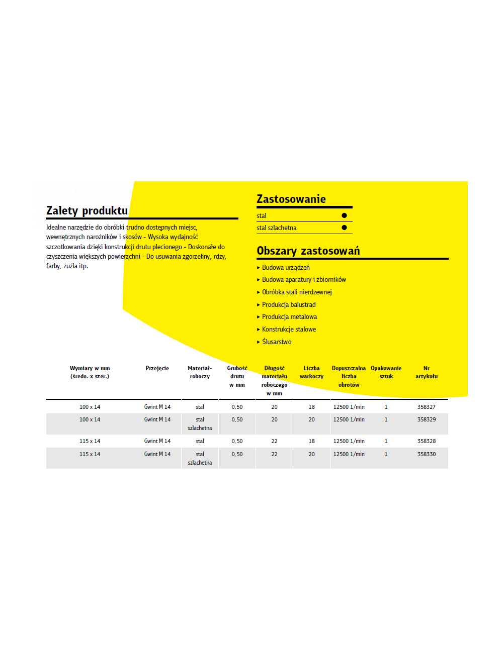 KLINGSPOR SZCZOTKA STOŻKOWA 115mm M14 BK600Z DRUT SKRĘCANY
