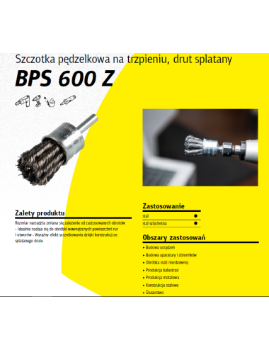 KLINGSPOR SZCZOTKA PĘDZELKOWA 19mm BPS600Z DRUT SKRĘCANY NIERDZEWNY