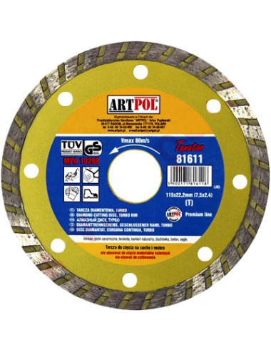 TARCZA DIAMENTOWA 180 x 25,4 22,2mm TURBO AR