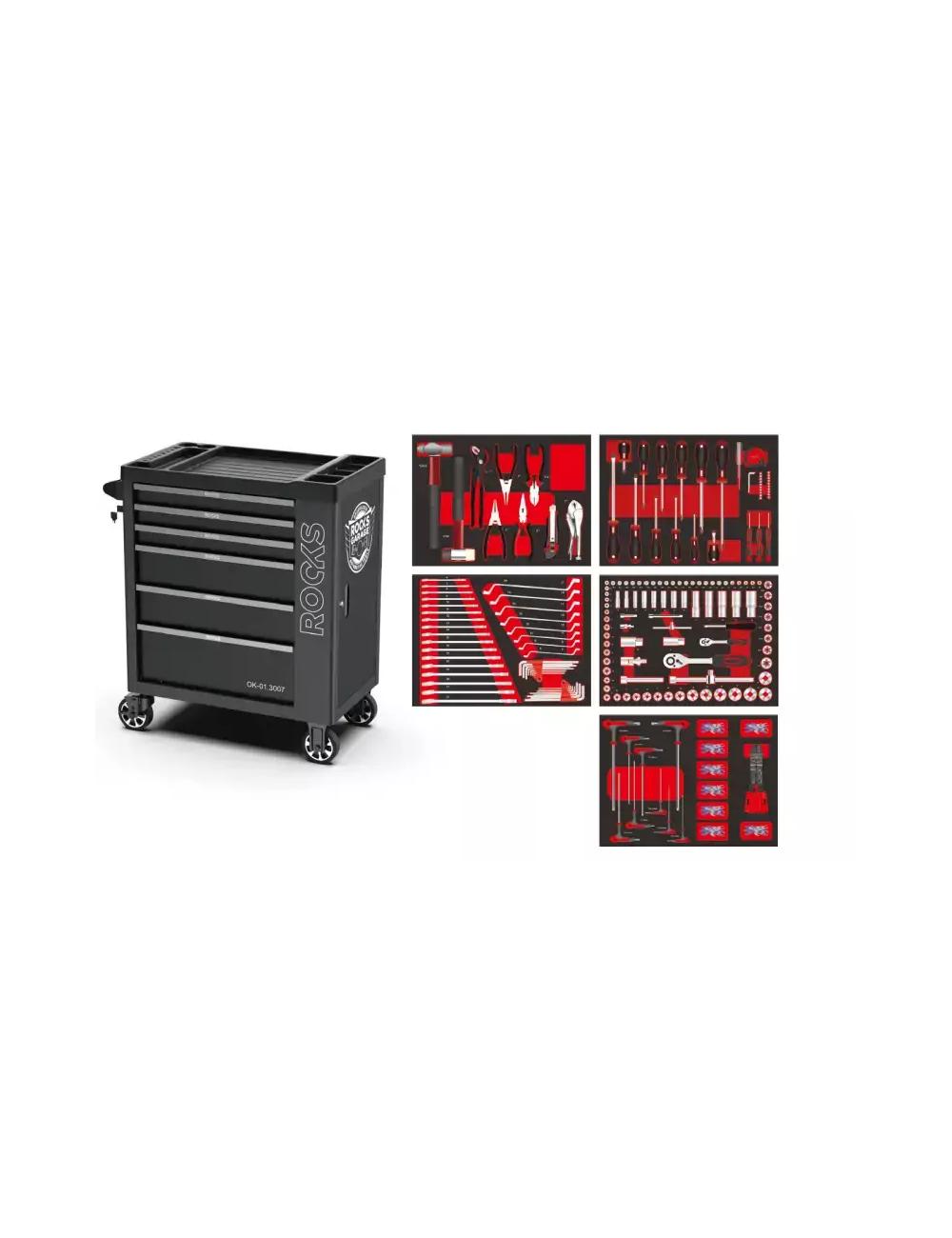 ROOKS WÓZEK SZAFKA WARSZTATOWA + 385 szt.NARZĘDZI