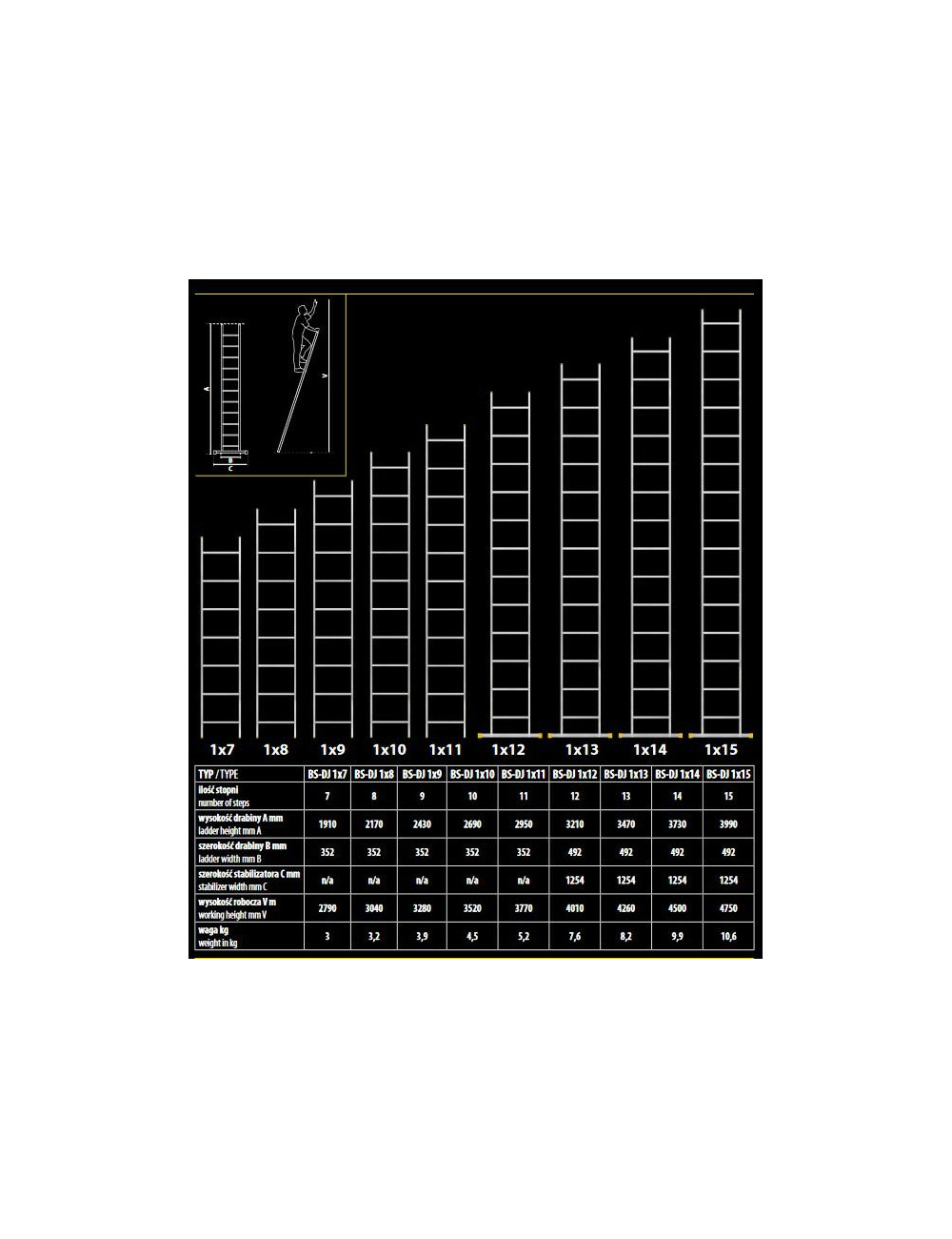 DRABINA OPIERALNA PRZEMYSŁOWA 10st.