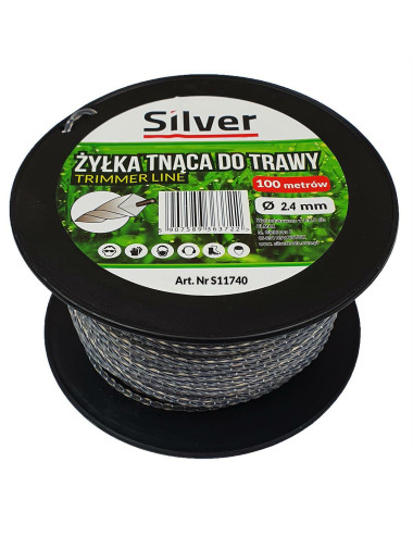 ŻYŁKA TNĄCA 2,4x100m SKRĘCONA KARBOWANA DUO-LINE SILVER