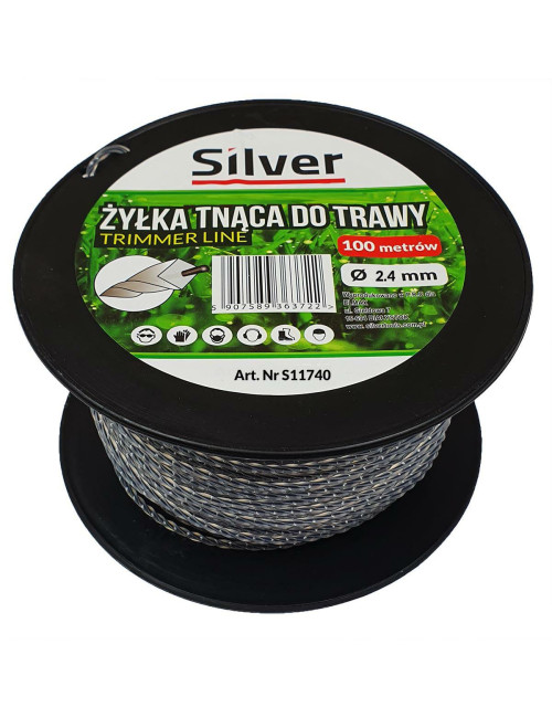 ŻYŁKA TNĄCA 2,4x100m SKRĘCONA KARBOWANA DUO-LINE SILVER