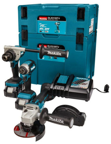 zestaw Combo 18V DHR243 DGA506 DDF486, Makita DLX3157TJ 3x5,0Ah Li-Ion MAKPAC