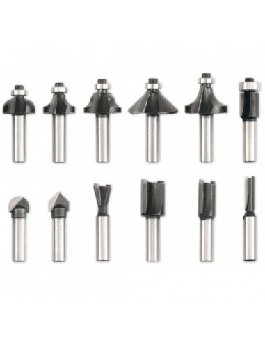 VOREL FREZY DO DREWNA KOMPLET 12szt. TRZPIEŃ 8mm  22550