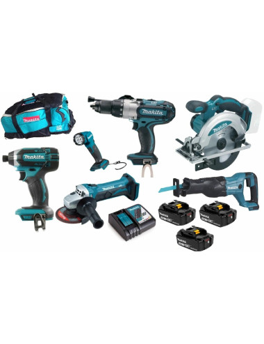 MAKITA ZESTAW COMBO 18V (DTD152+DHP451+DSS610+DGA452+DJR186+DML815) DLX6105T