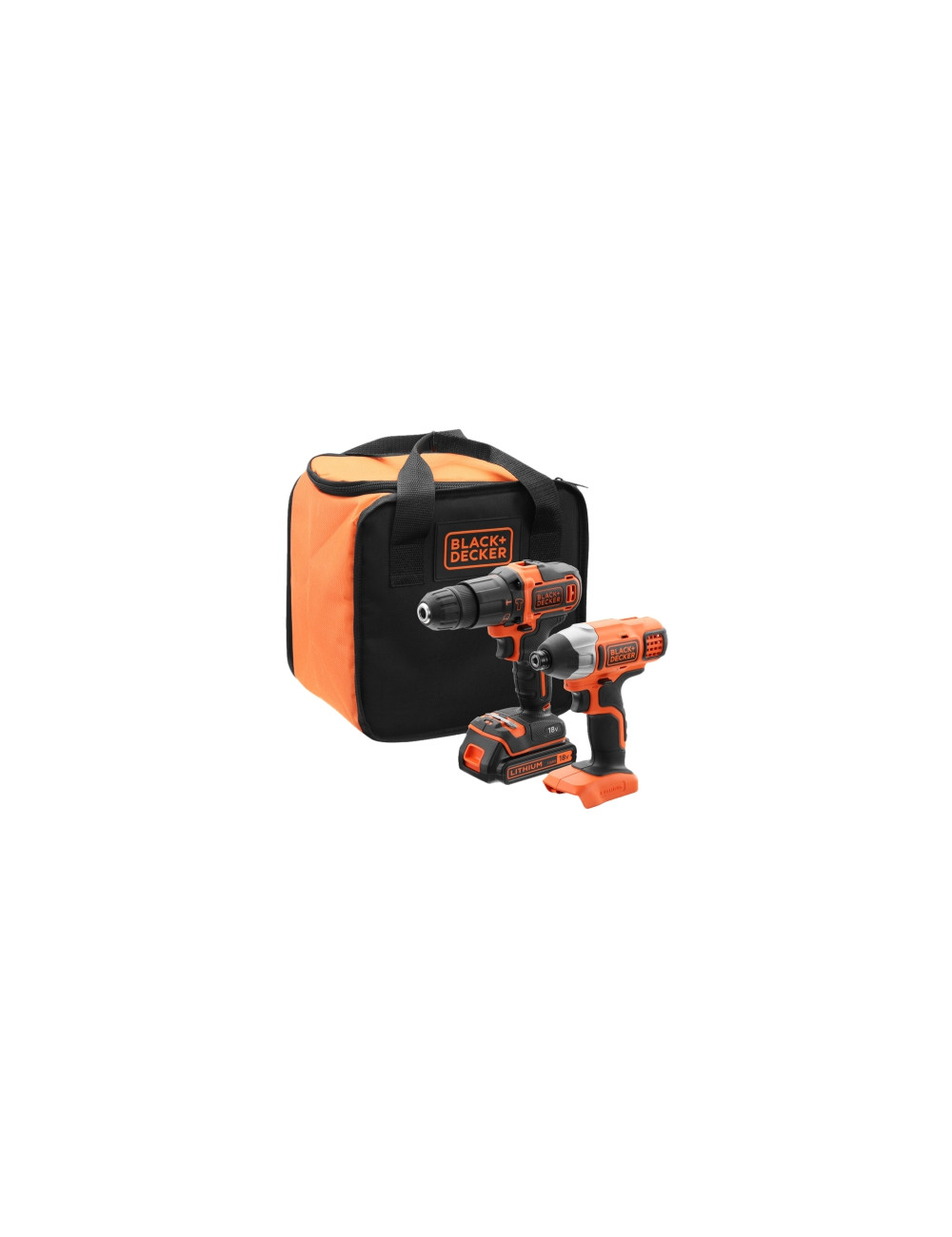 BLACK + DECKER ZESTAW 18V WKRĘTARKA + ZAKRĘTARKA 1x1,5Ah + TORBA