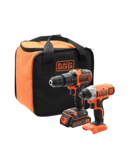 BLACK + DECKER ZESTAW 18V WKRĘTARKA + ZAKRĘTARKA 1x1,5Ah + TORBA