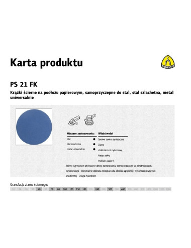 KLINGSPOR KRĄŻEK 150 PS21FK 50szt. 80 OTW. GLS3