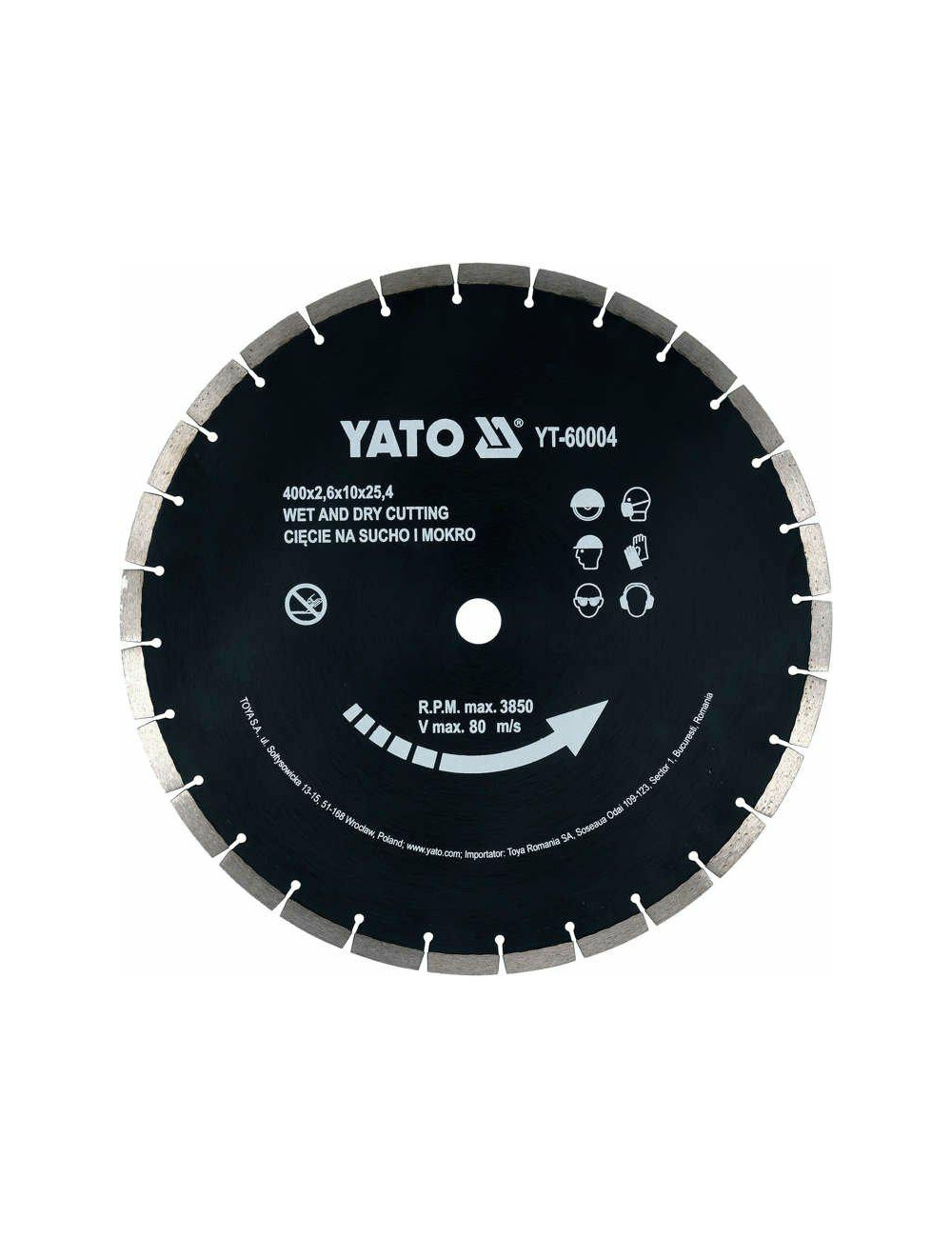 YATO TARCZA DIAMENTOWA DO BETONU 400x25,4mm YT-60004