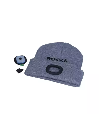 ROOKS CZAPKA SZARA Z LAMPKĄ USB 80lm