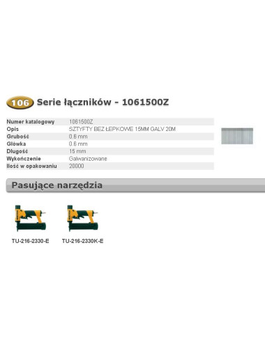 BOSTITCH SZTYFTY MINI 106 15mm 20 000 szt.