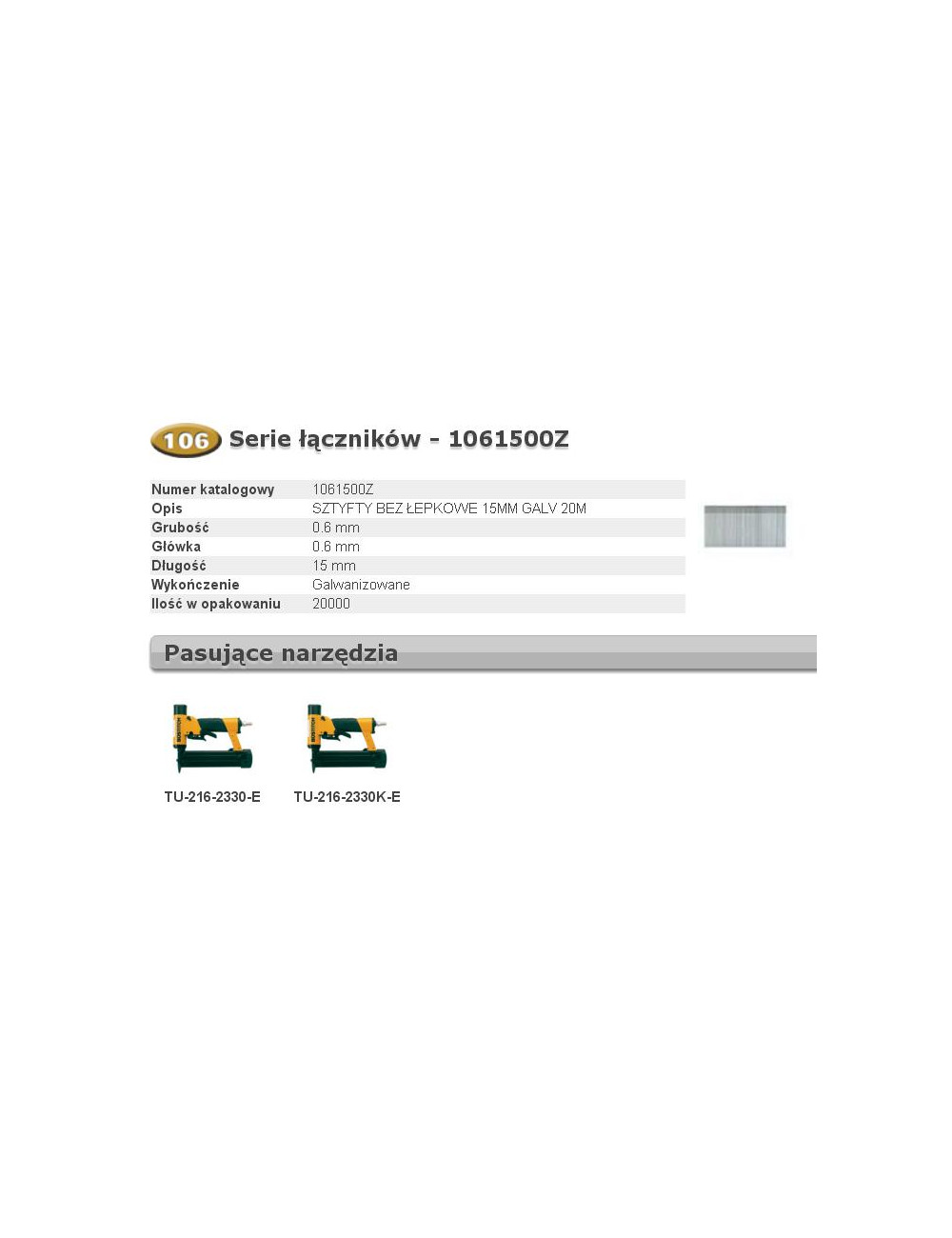 BOSTITCH SZTYFTY MINI 106 15mm 20 000 szt.