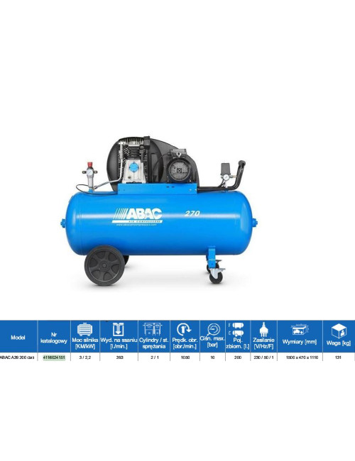 ABAC SPRĘŻARKA OLEJOWA A39 200 3HP 230V 393l min