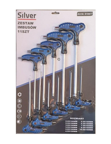 WKRĘTAKI 11szt. TYP T HEX 2-10mm SILVER