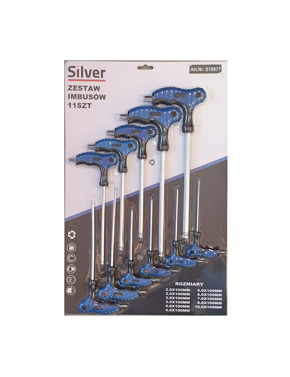 WKRĘTAKI 11szt. TYP T HEX 2-10mm SILVER