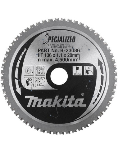 PIŁA TARCZOWA 136x20mm 56-ZĘBÓW DO STALI NIERDZEWNEJ, SPECIALIZED