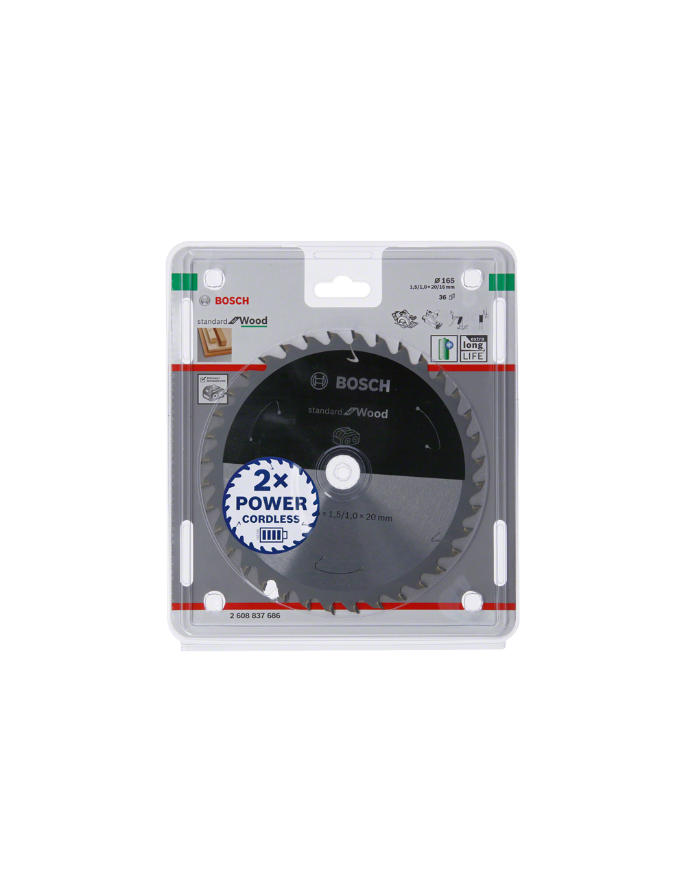 BOSCH PIŁA STANDARD WOOD ACCU 165x20x36z