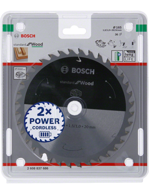BOSCH PIŁA STANDARD WOOD ACCU 165x20x36z