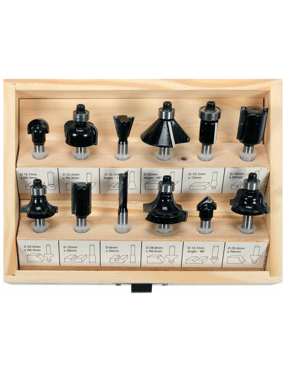 VOREL FREZY DO DREWNA KOMPLET 12szt. TRZPIEŃ 6mm 22552