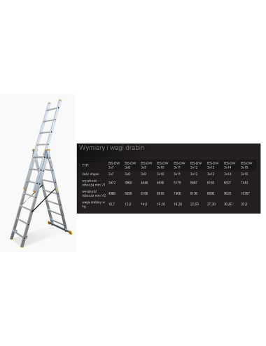 BAYERSYSTEM DRABINA ALUMINIOWA 3x 9 STOPNI