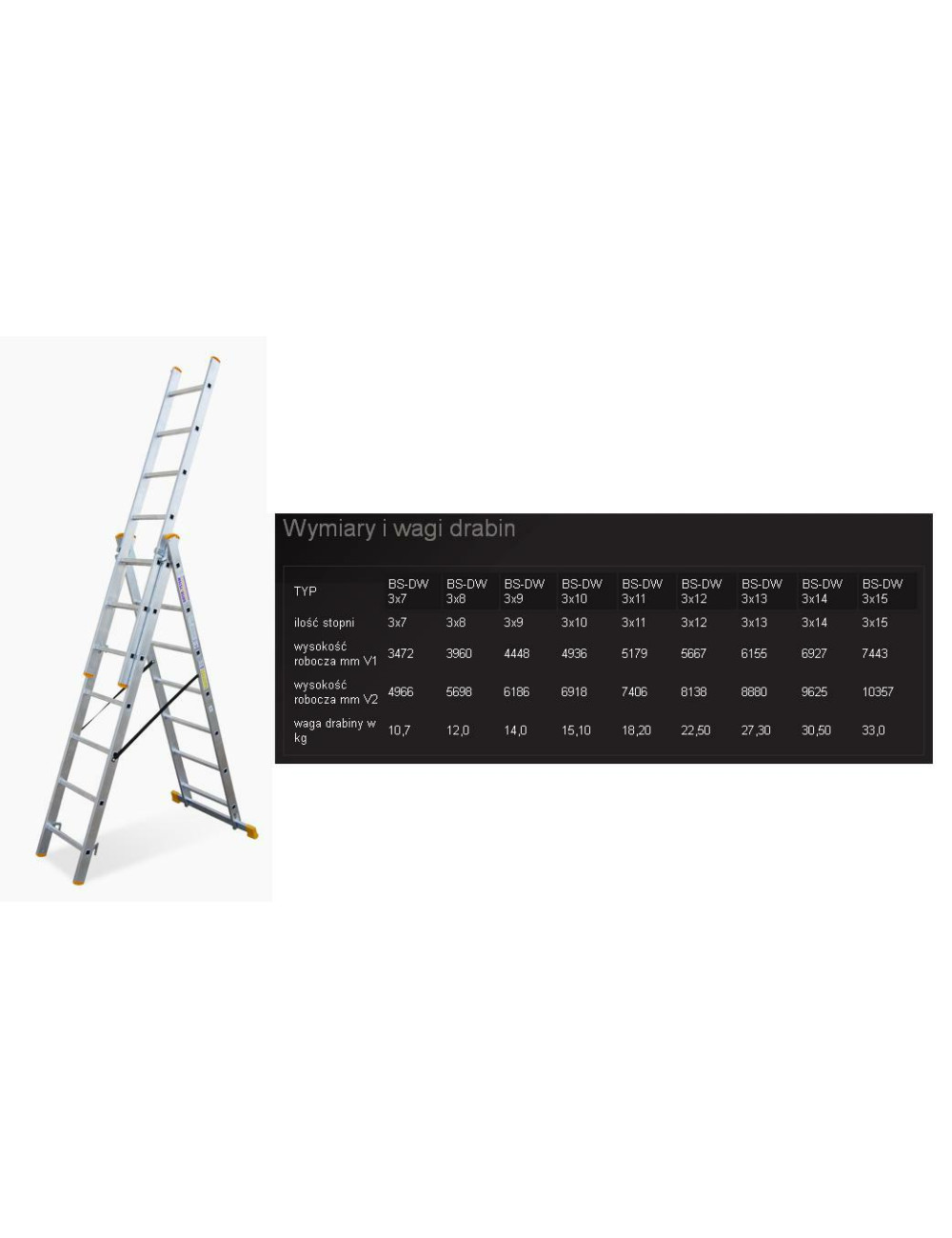 BAYERSYSTEM DRABINA ALUMINIOWA 3x 9 STOPNI