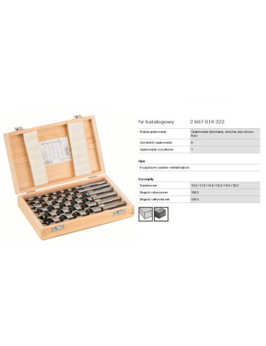 BOSCH ŚWIDRY DO DREWNA KOMPLET 6 elem 10 12 14 16 18 20x235mm