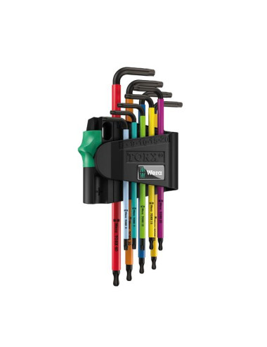 KLUCZE TRZPIENIOWE TORX 9elem. TYP L, Z OTWOREM, MULTICOLOR WERA