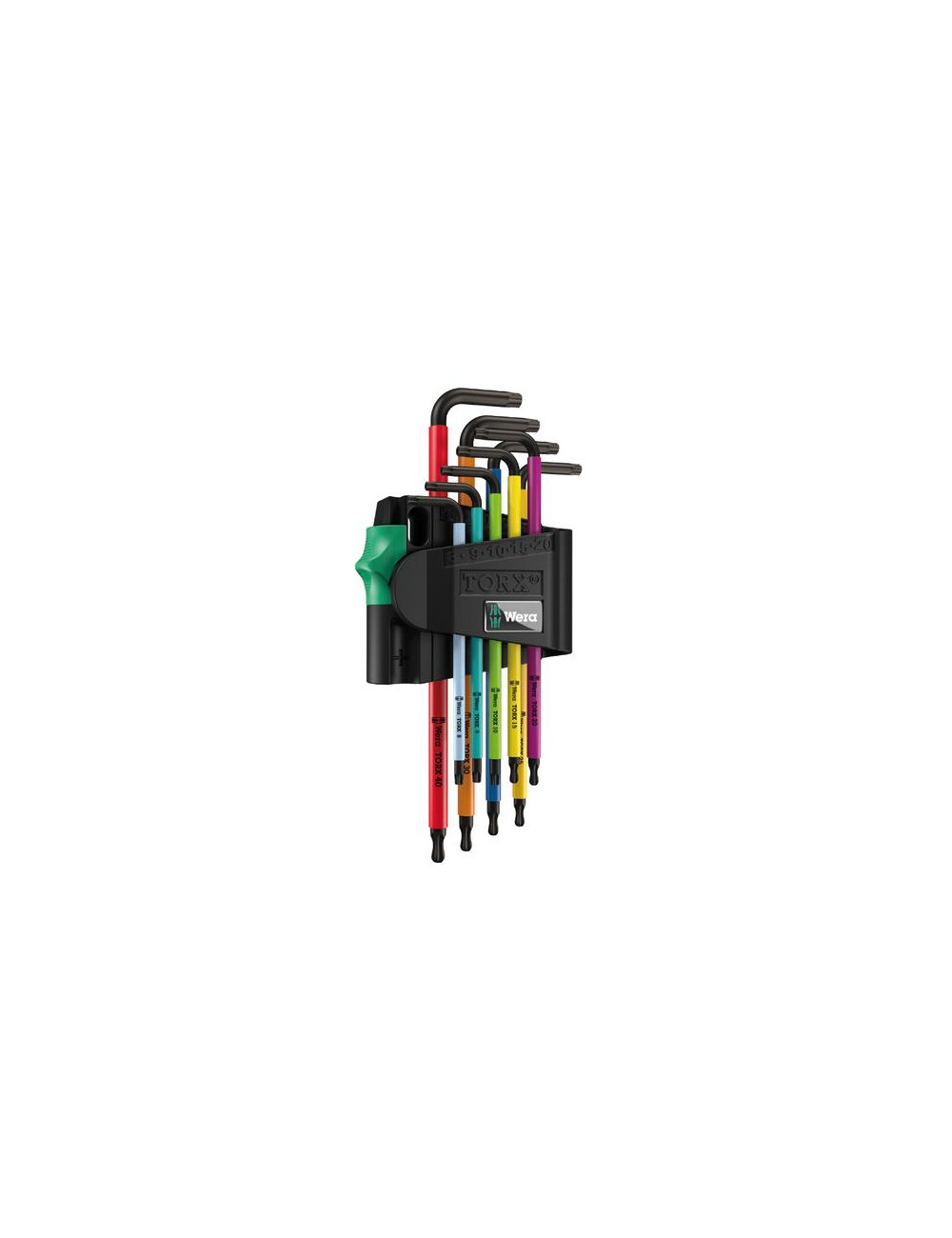 KLUCZE TRZPIENIOWE TORX 9elem. TYP L, Z OTWOREM, MULTICOLOR WERA