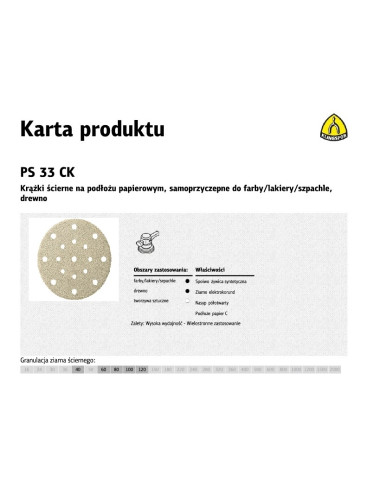 KLINGSPOR KRĄŻEK ŚCIERNY SAMOPRZYCZEPNY 150mm PS33CK gr.120 GLS51 100szt.