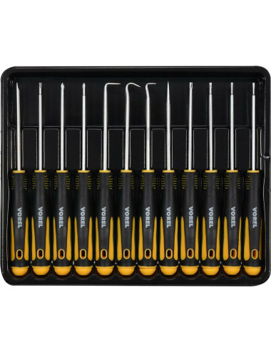 VOREL ZESTAW PRECYZYJNYCH WKRĘTAKÓW I HACZYKÓW 12szt.