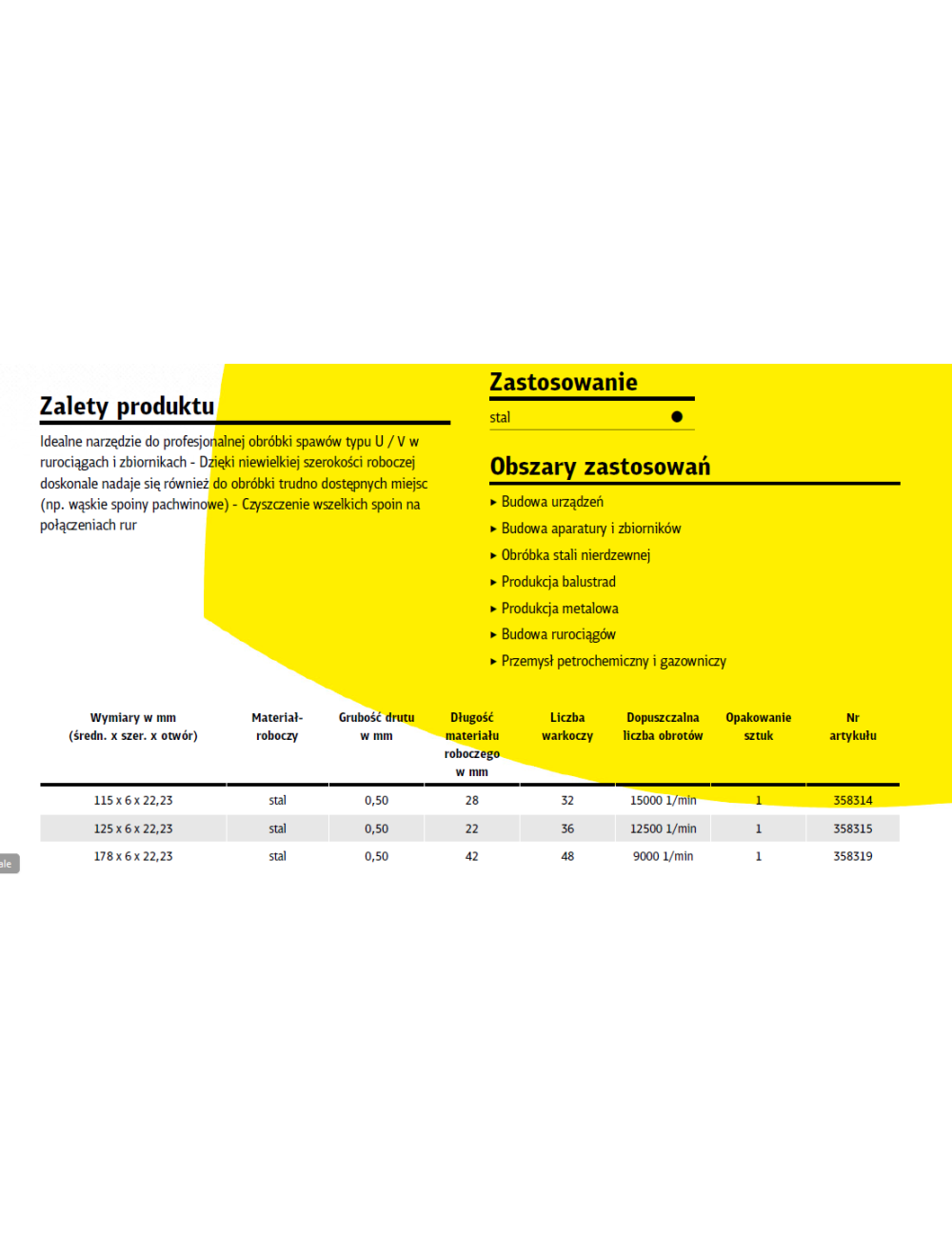 KLINGSPOR SZCZOTKA DO RUR 115mm x 6 x 22,23 BRP600Z DRUT SKRĘCANY