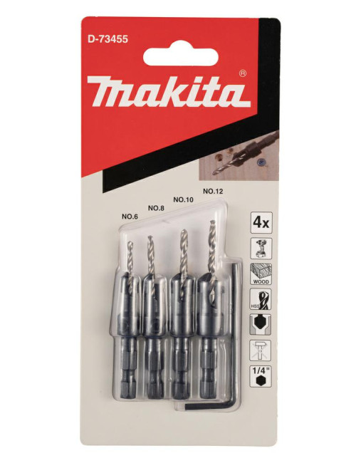 MAKITA ZESTAW WIERTEŁ DO DREWNA 4szt. Z POGŁĘBIACZEM 2,4 2,8 3,2 3,6mm