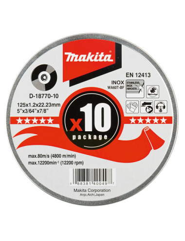 MAKITA TARCZA DO CIĘCIA METALU 125mm x 1,2mm x 22,23mm 10szt.
