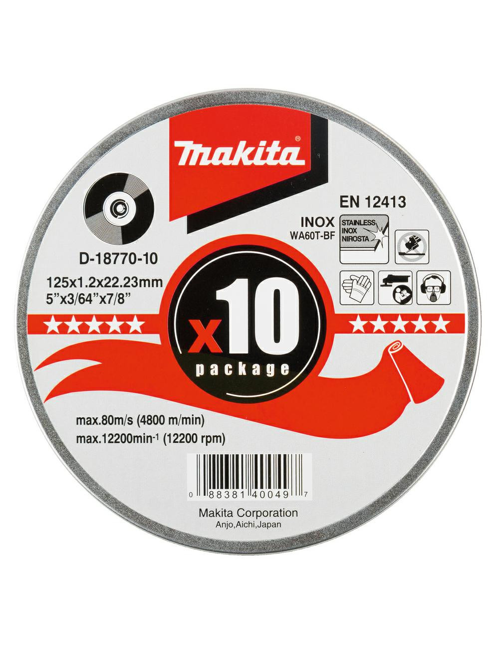 MAKITA TARCZA DO CIĘCIA METALU 125mm x 1,2mm x 22,23mm 10szt.