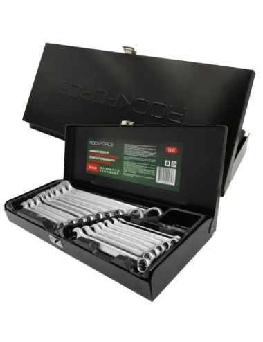ROCKFORCE KLUCZ PŁASKO-OCZKOWY KOMPLET 16el.