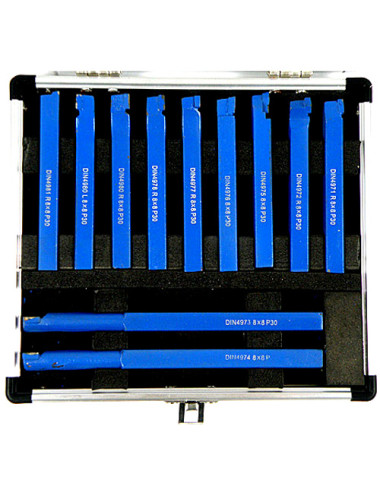 NOŻE TOKARSKIE 8x8mm W WALIZCE 11szt. SILVER